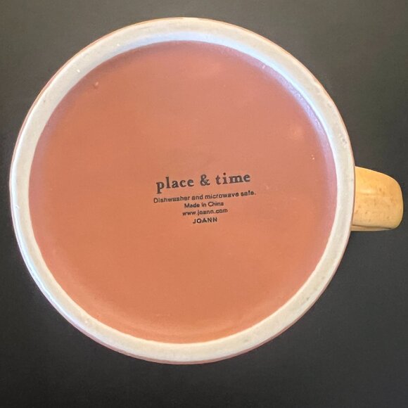 Place & Time MOSTLY THANKFUL FOR COFFEE Incised Stoneware Mug ~ Thanksgiving - Picture 7 of 8